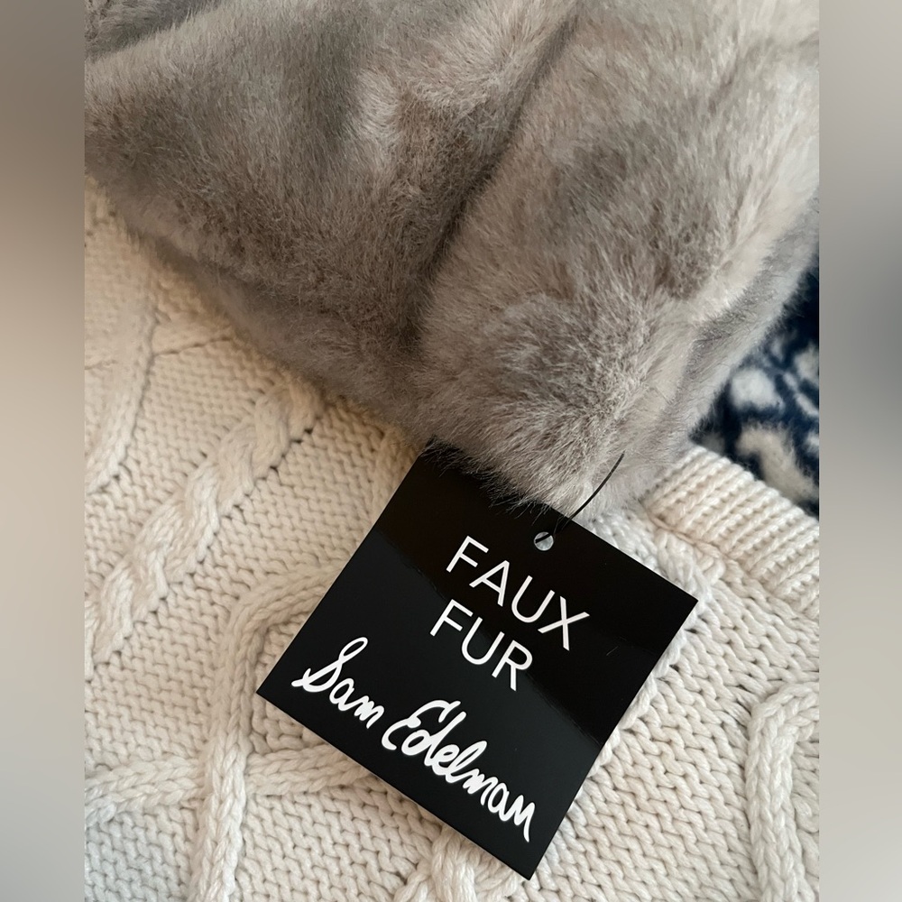 Sam Edelman Taupe Notch Collar Faux Fur Designer Jacket Women’s Size XL - Picture 6 of 16